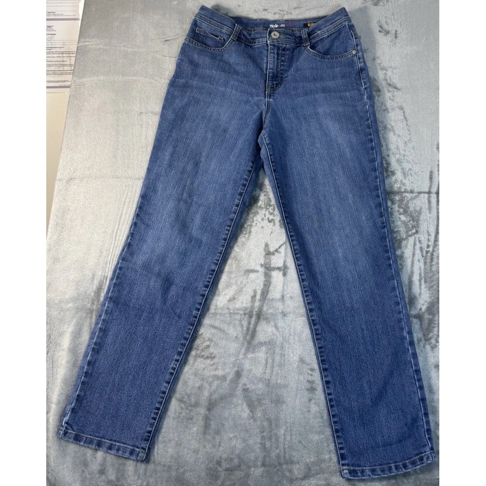 Style & Co Women's Blue Jeans Slim Leg 8s Medium Wash